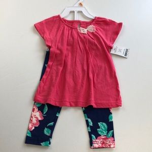 Pink and navy floral two-piece outfit 12 month